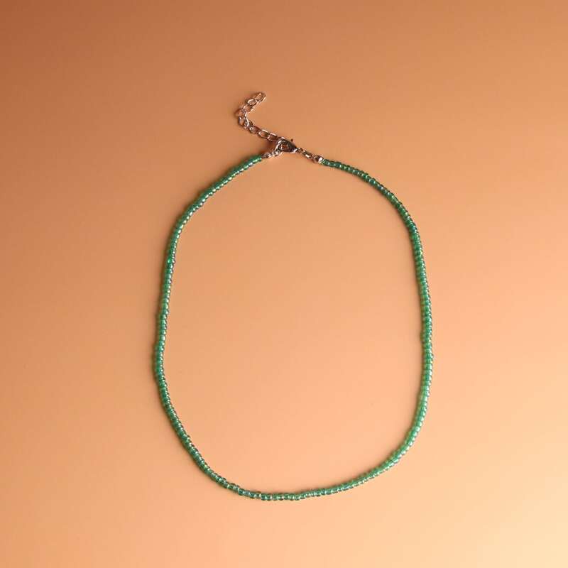 

1pc Clear Beaded Necklace, Green