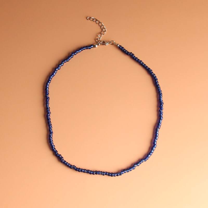 

1pc Simple Beaded Necklace, Blue