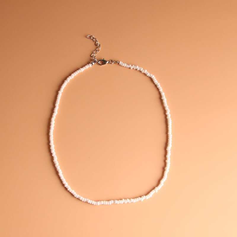 

1pc Simple Beaded Necklace, White