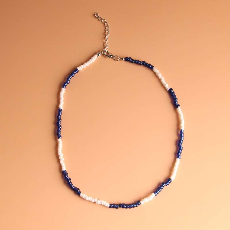 

1pc Simple Beaded Necklace, Multicolor