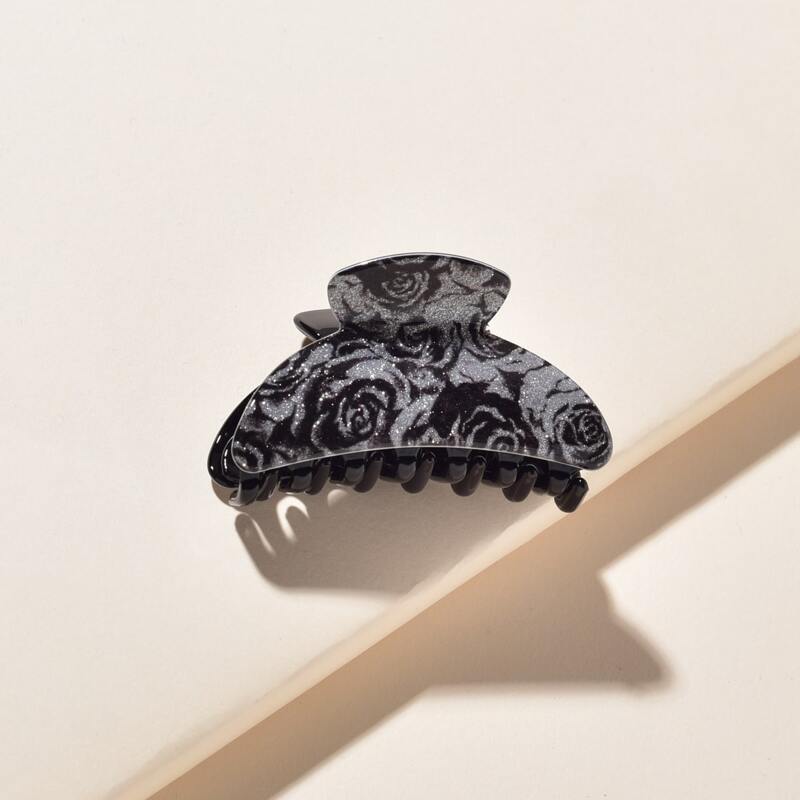 

1pc Flower Pattern Hair Claw, Black