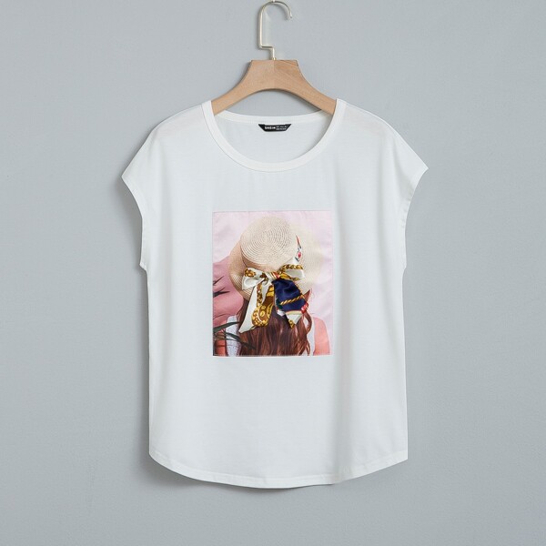 

Figure Graphic Bow Detail Tee, White