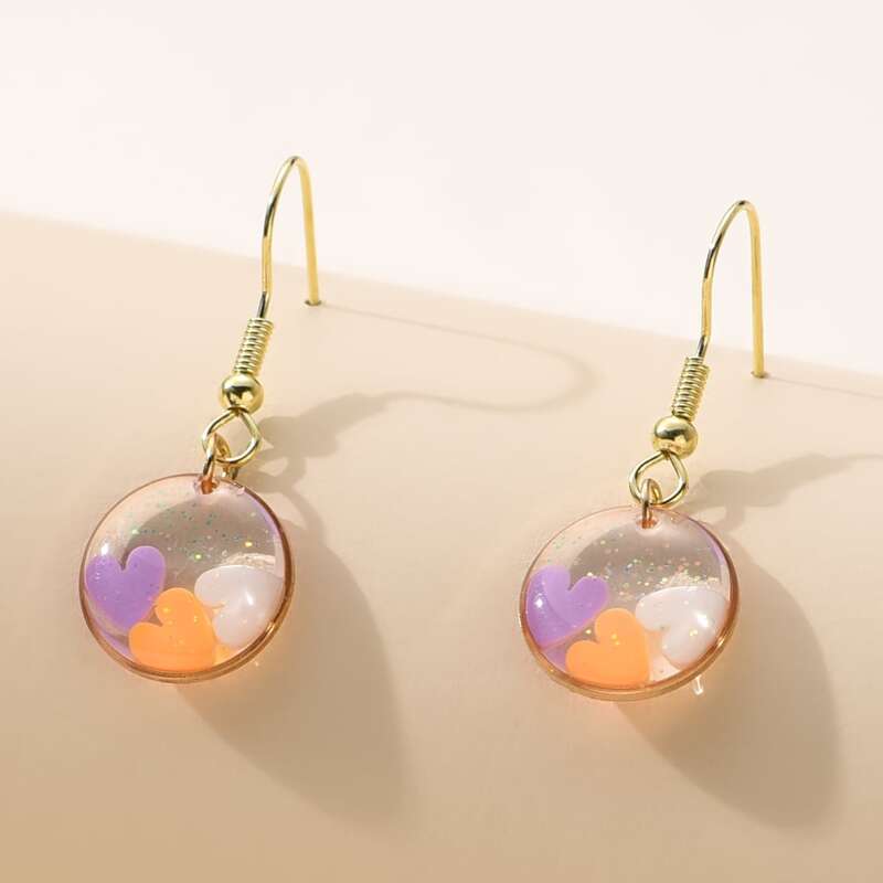 

Heart Resin Drop Earrings, Multicolor