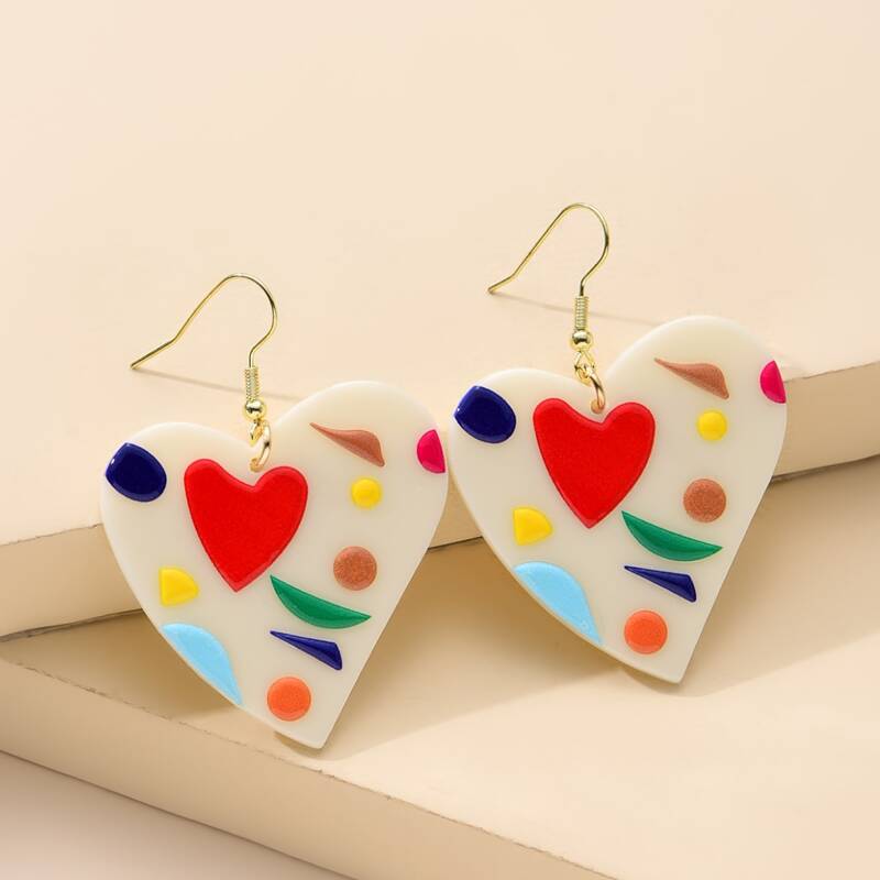 

Heart Drop Earrings, Gold