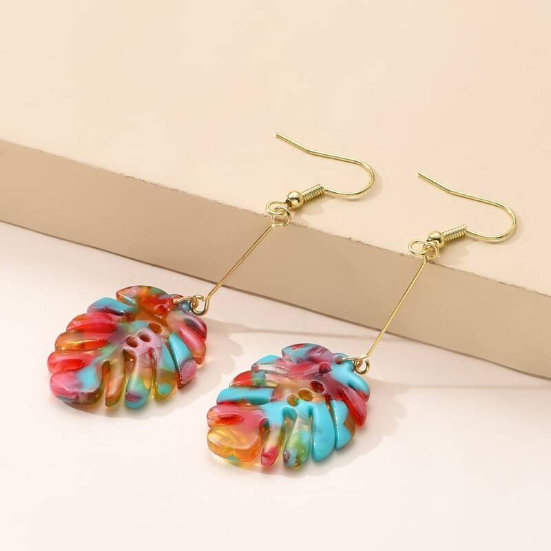 

Leaf Drop Earrings, Multicolor