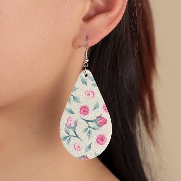 

Flower Print Water Drop Earrings, Multicolor