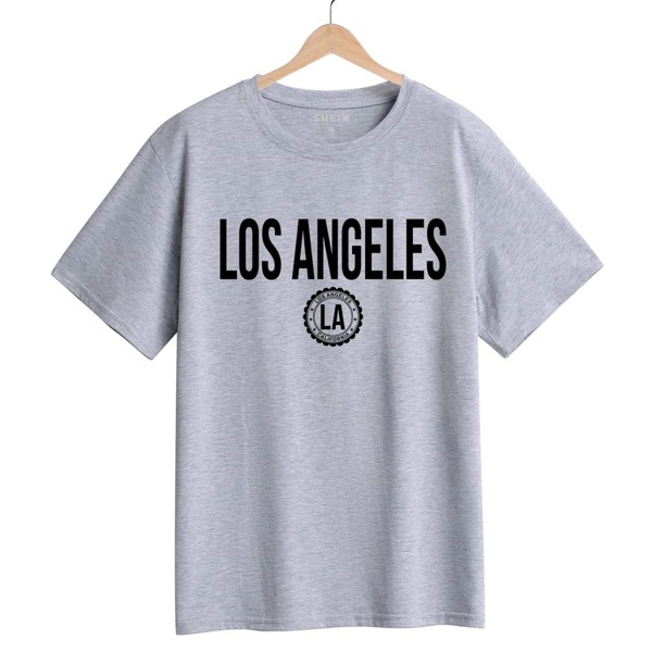 

Letter Graphic Round Neck Tee, Grey