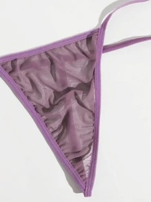 3pack Plus Contrast Lace Lingerie Set With Robe - Dusty Purple - View 4