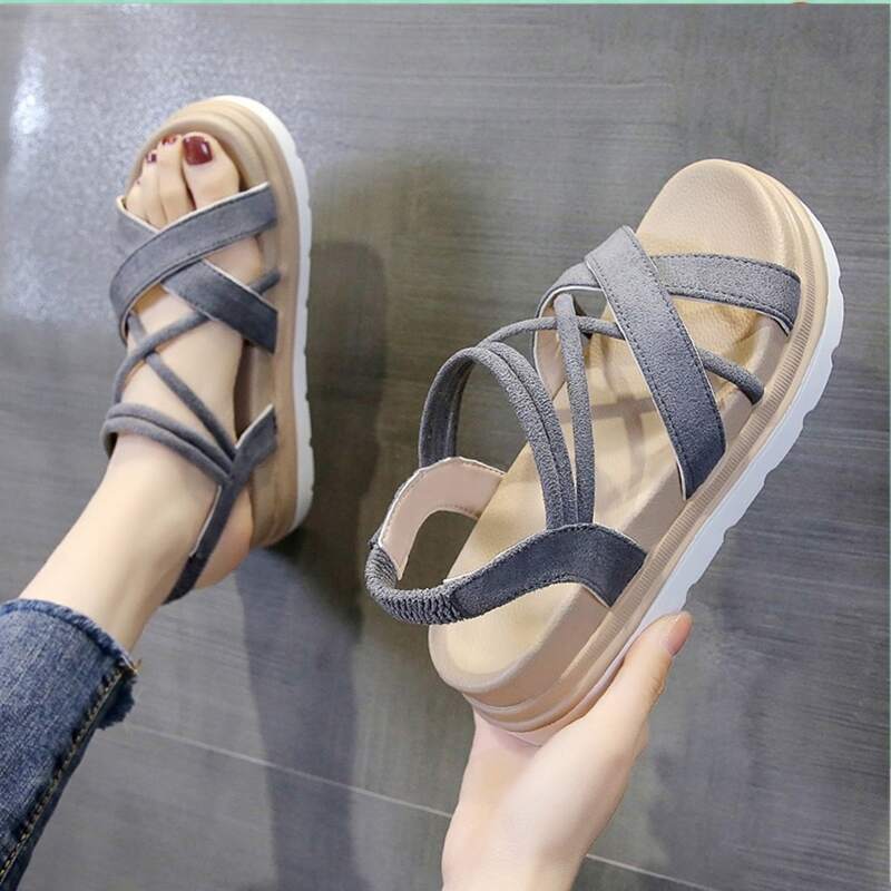 

Criss Cross Strap Sandals, Light grey