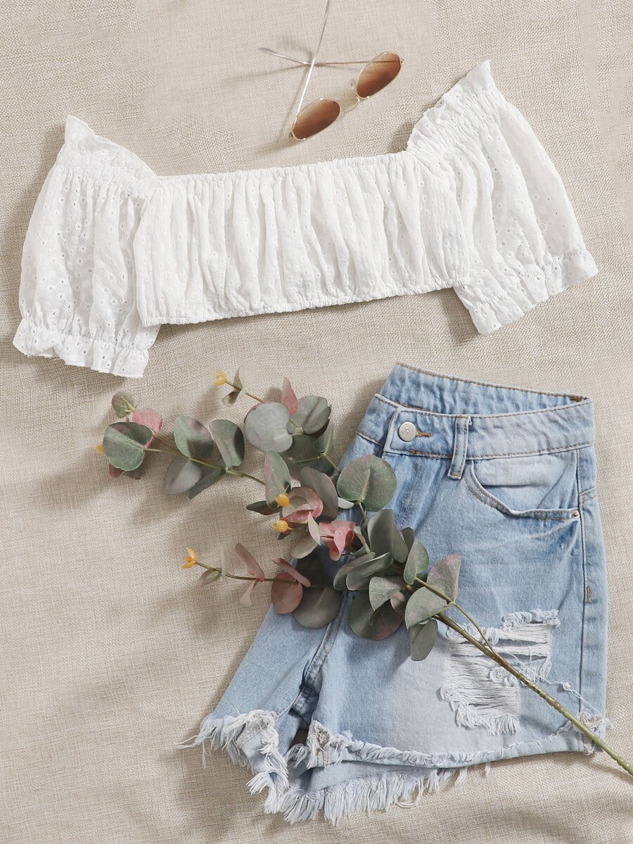 SHEIN Áo nữ Xù màu trơn Boho - trắng - Xem 1