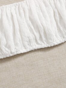 SHEIN Áo nữ Xù màu trơn Boho - trắng - Xem 3