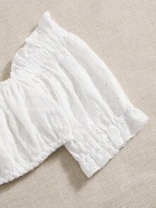 SHEIN Áo nữ Xù màu trơn Boho - trắng - Xem 4