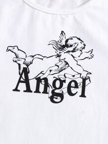 SHEIN 少女天使與字母圖案連身裙