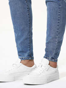 Manfinity Homme 男士破洞水洗錐形牛仔褲 - 中等水洗藍 - 查看 4