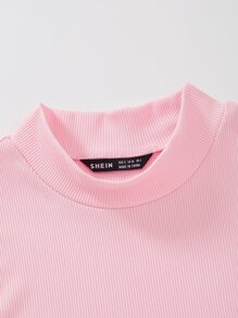 Breezaya 小高領羅紋針織背心上衣 - 淺粉色 - 查看 3