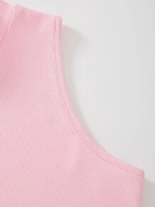 Breezaya 小高領羅紋針織背心上衣 - 淺粉色 - 查看 4