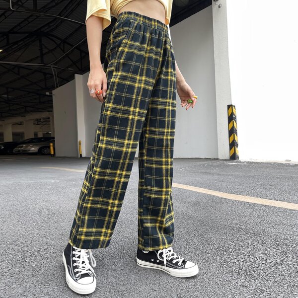 

Tartan Straight Leg Pants, Multicolor