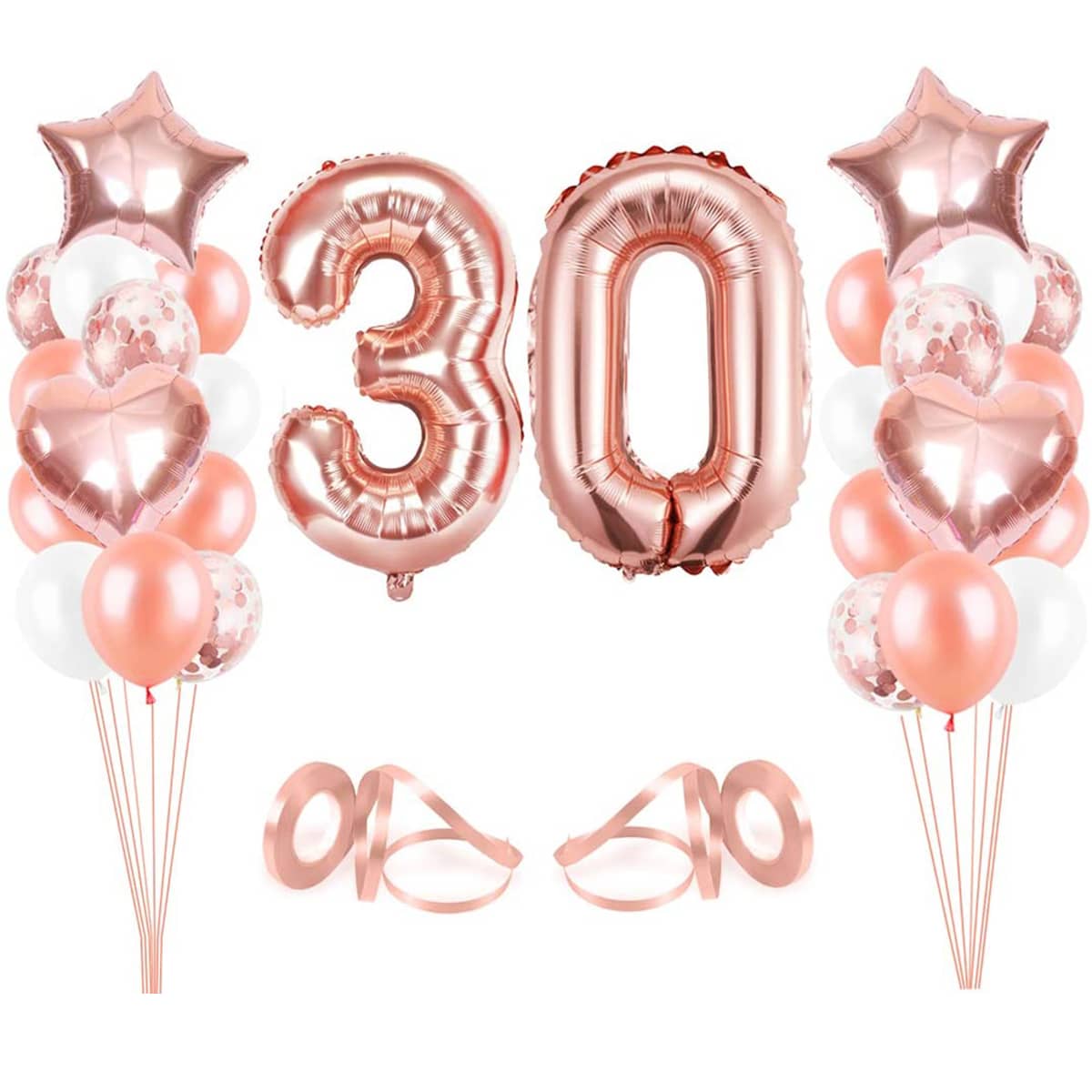 

32pcs 30th Birthday Party Balloon Set, Rose gold