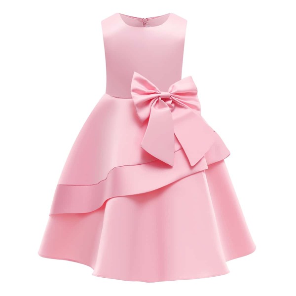 

Toddler Girls Bow Front Layered Hem Gown Dress, Pink