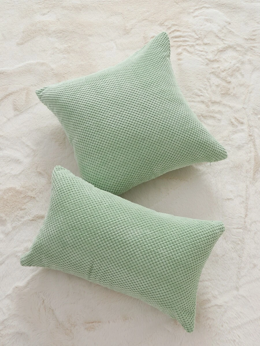Miater 1pc Solid Color Cushion Cover Without Filler - Green - View 1