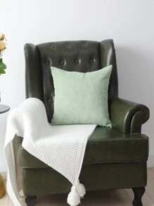 Miater 1pc Solid Color Cushion Cover Without Filler - Green - View 4