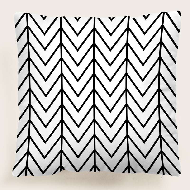 

Chevron Cushion Cover Without Filler, Black and white