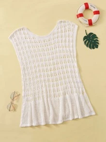 Girls Knitted Cover Up - White - View 1