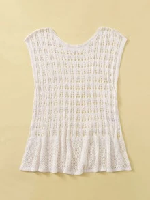 Girls Knitted Cover Up - White - View 3