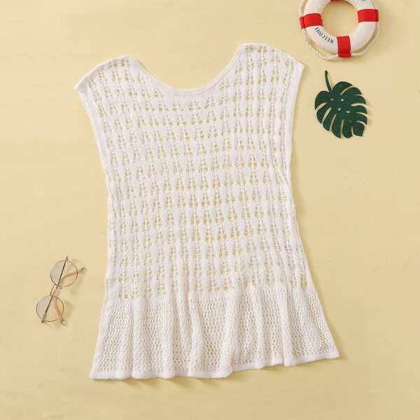 

Girls Knitted Cover Up, White