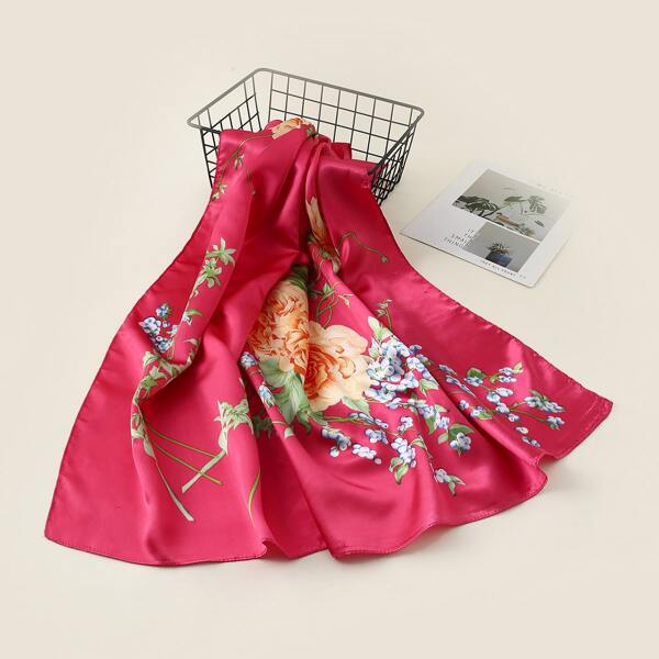

Flower Print Scarf, Hot pink