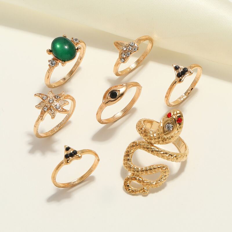 

7pcs Snake Design Ring, Gold