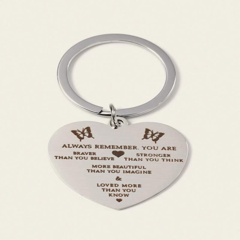 

1pc Heart Keychain, Silver