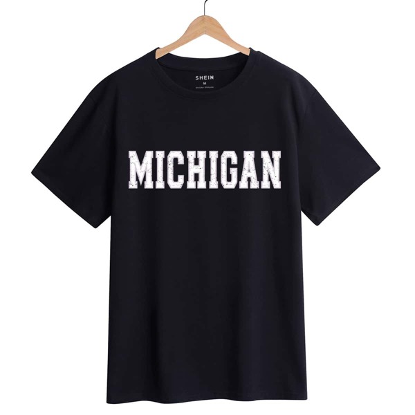 

Letter Graphic Crew Neck Tee, Black