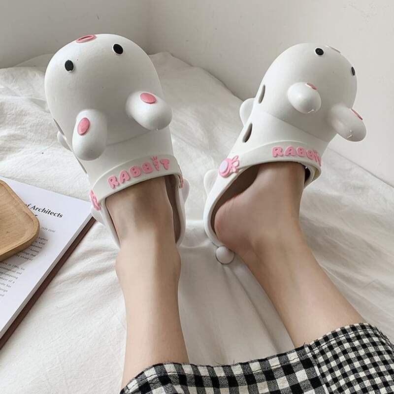 

Cartoon Rabbit Slides, White