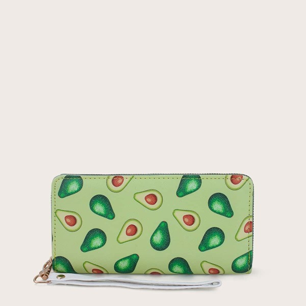 

Avocado Graphic Long Purse With Wristlet, Mint green