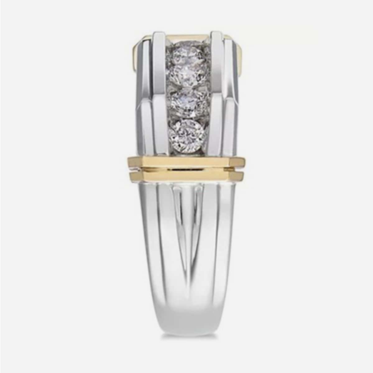 

Guys Rhinestone Decor Ring, Silver