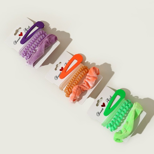 

18pcs Plain Hair Accessory Set, Multicolor