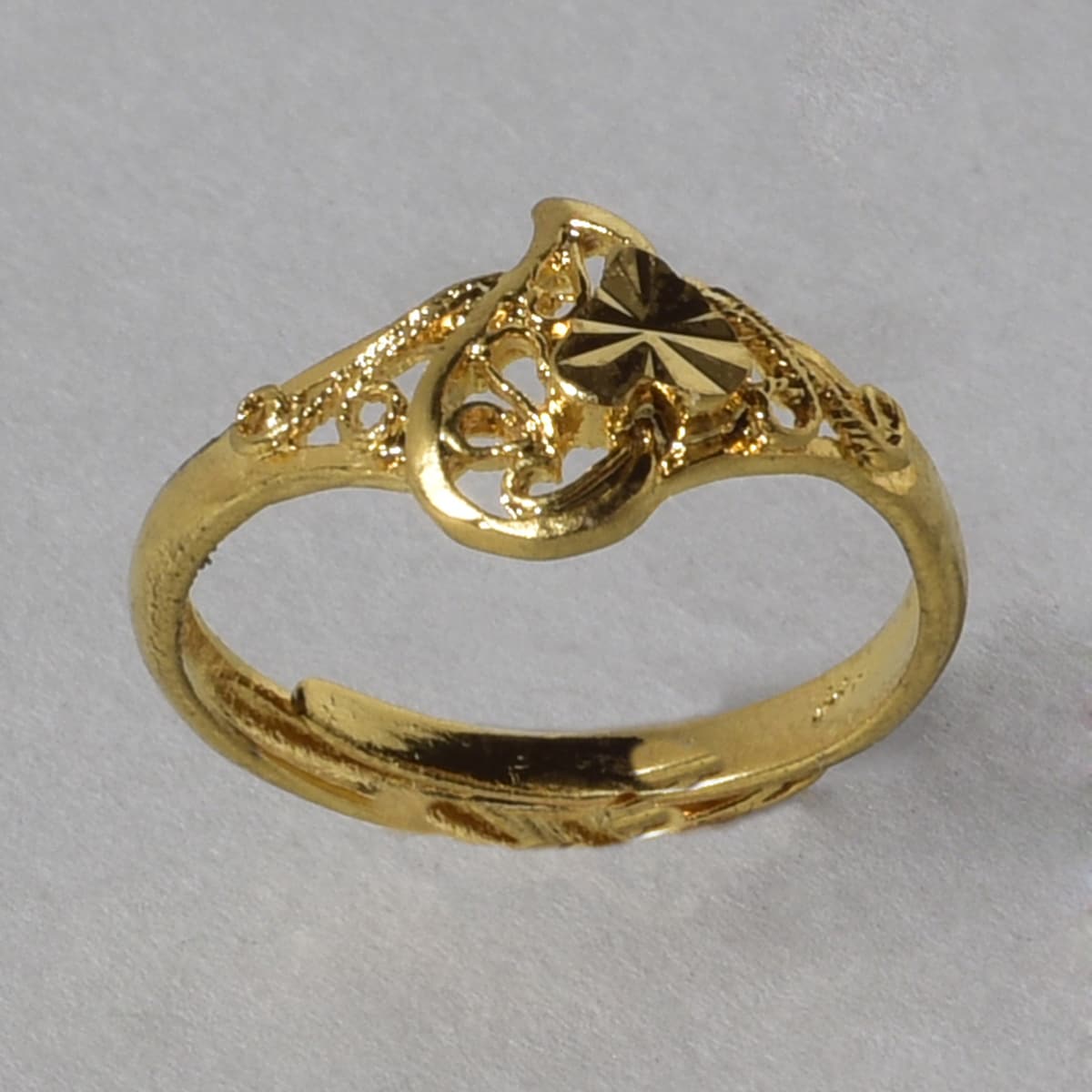 

1pc Heart Decor Ring, Gold