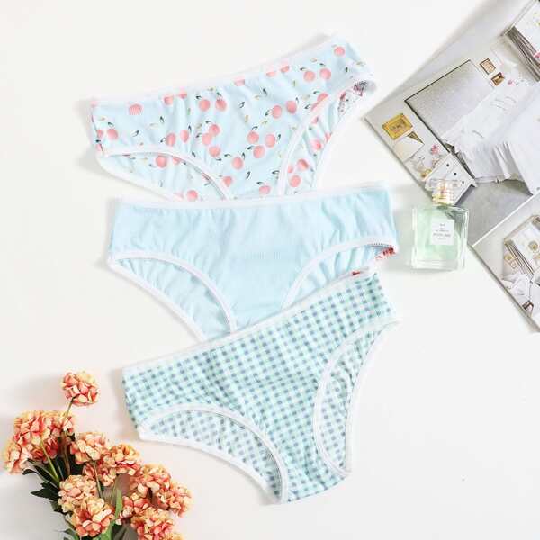 

3pack Fruit Print Panty Set, Multicolor