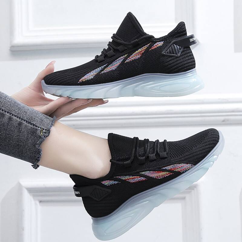 

Lace-up Knit Sneakers, Black
