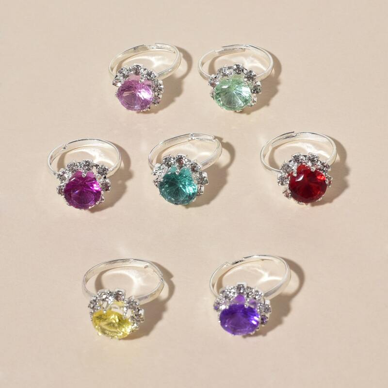 

7pcs Rhinestone Decor Ring, Multicolor