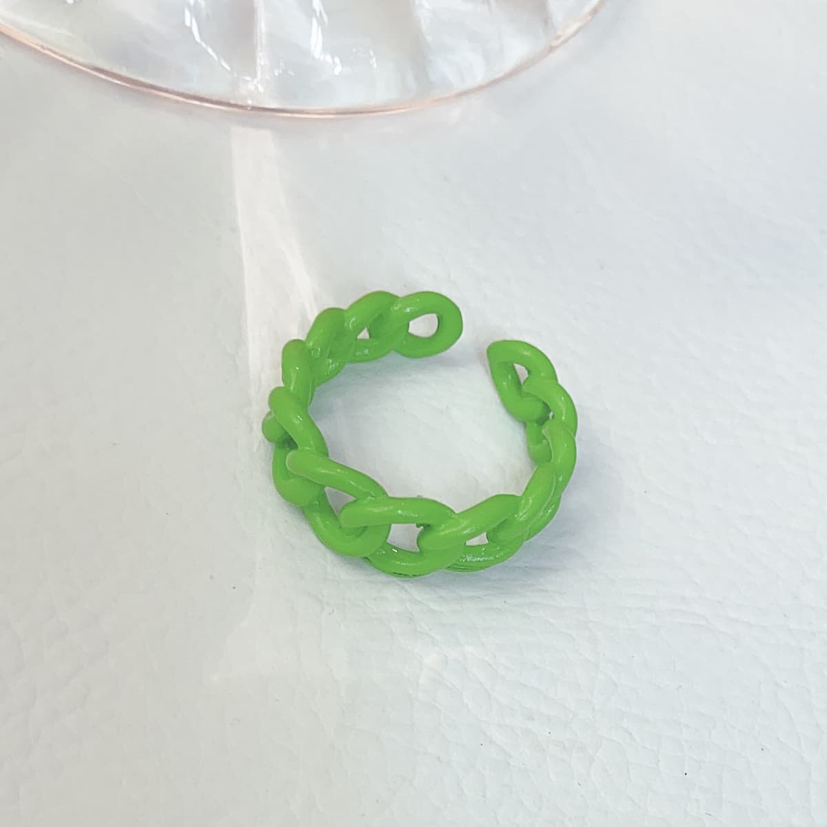 

Chain Design Cuff Ring, Green