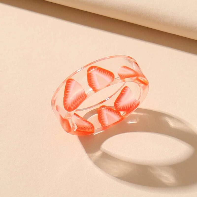 

Strawberry Decor Clear Ring, Red