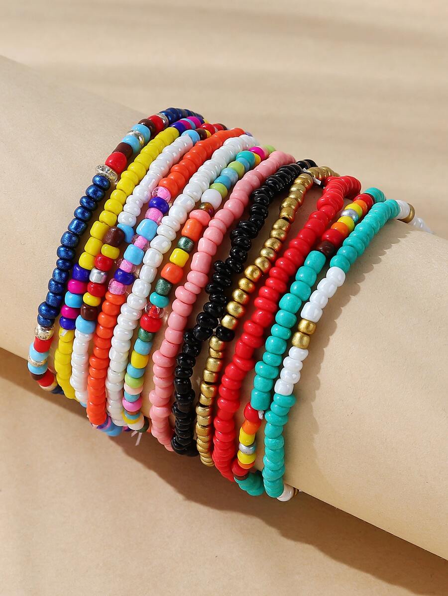 12pcs Beaded Bracelet - Multicolor - View 1