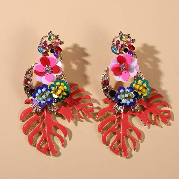 

Flower Decor Drop Earrings, Multicolor
