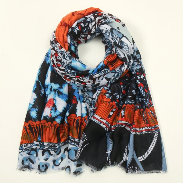 

Tassel Print Scarf, Multicolor