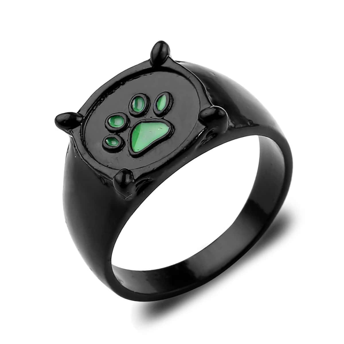 

Paw Print Decor Ring, Black