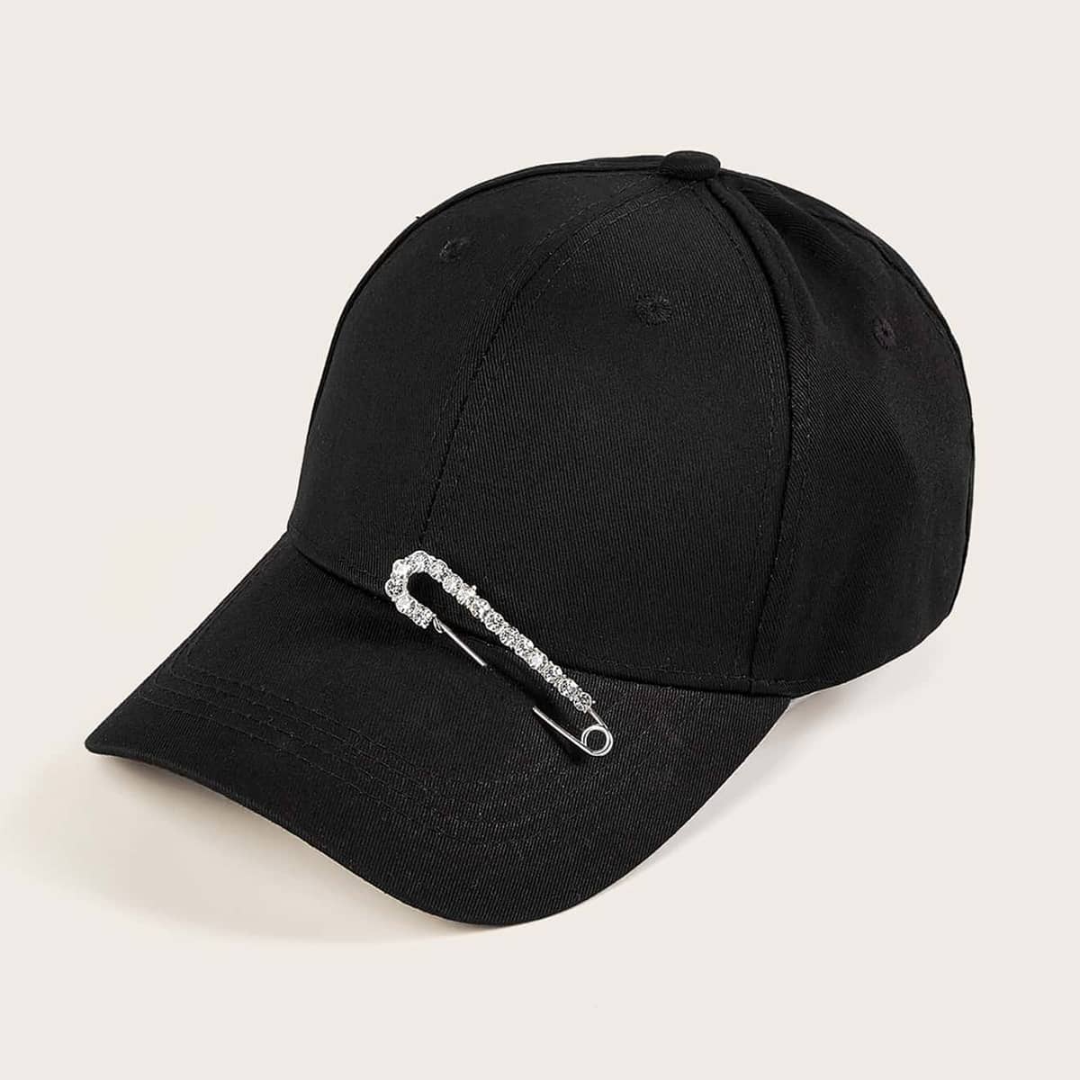 

Pin Decor Baseball Cap, Black