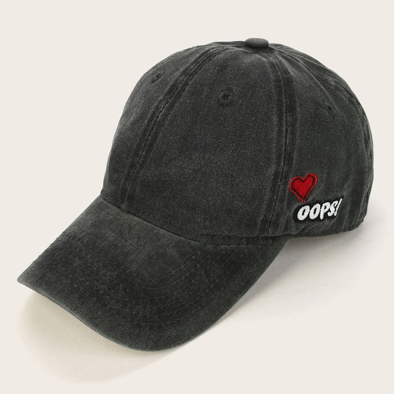 

Letter Graphic Embroidery Baseball Cap, Dark grey