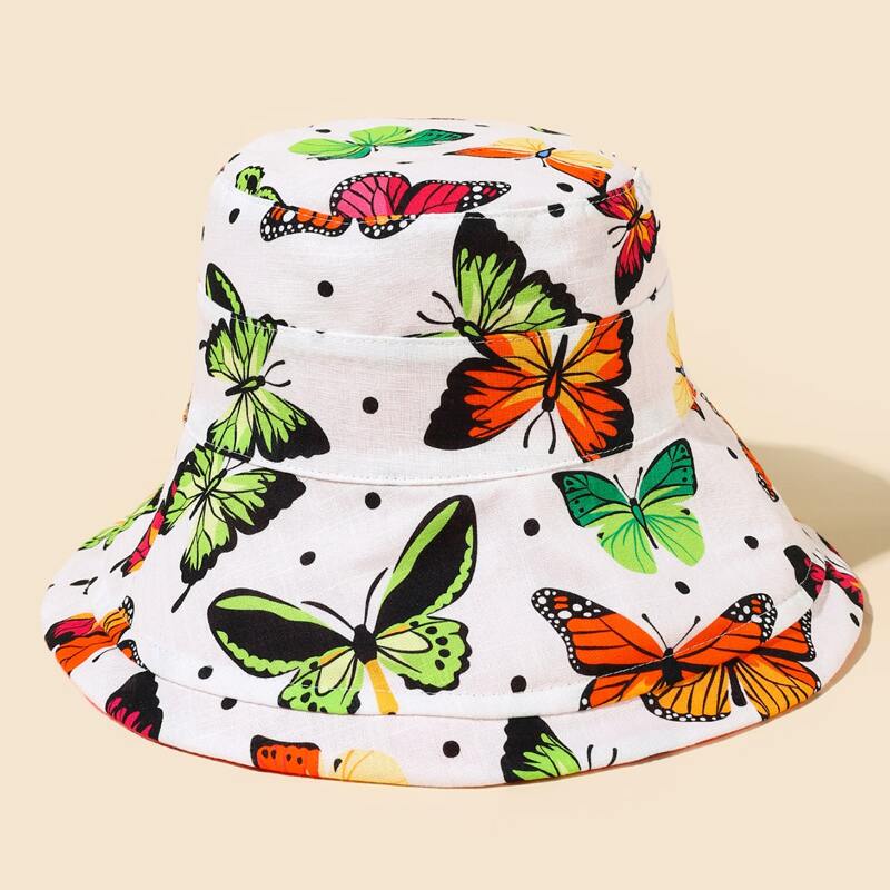 

Butterfly Print Bucket Hat, Multicolor